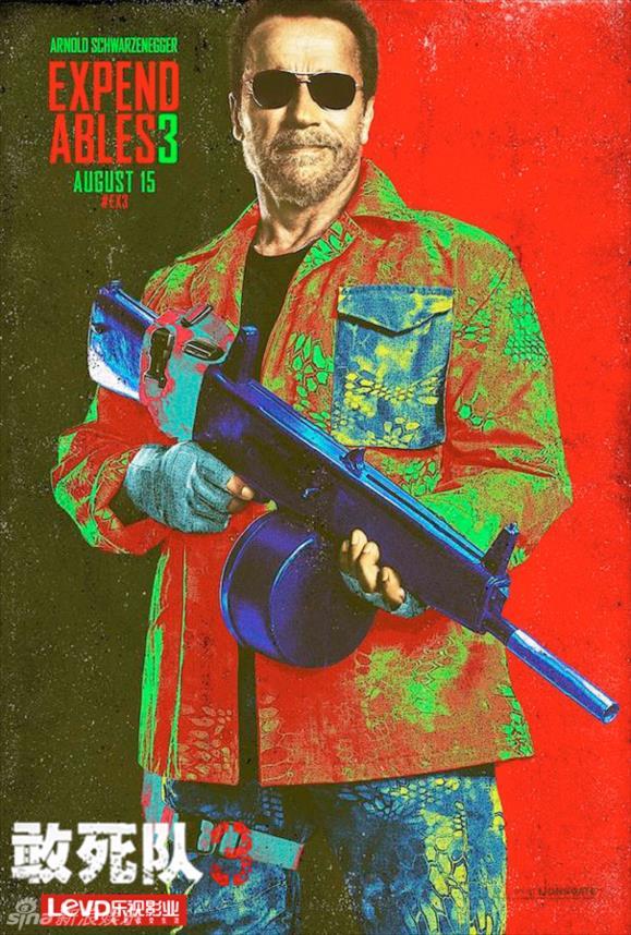 电影《敢死队3》首发全阵容户外海报,《敢死队3》“萌萌哒”硬汉施瓦辛格