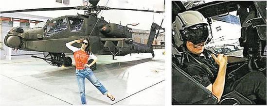 台湾军官私带女艺人登阿帕奇战机拍照引争议(图)