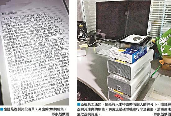 亚视剧集疑被人盗录 现场发现流动硬盘机