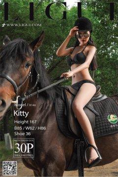 丽柜会所 Model Kitty 身穿黑色内衣马场内骑着马拍性感写真[30P]