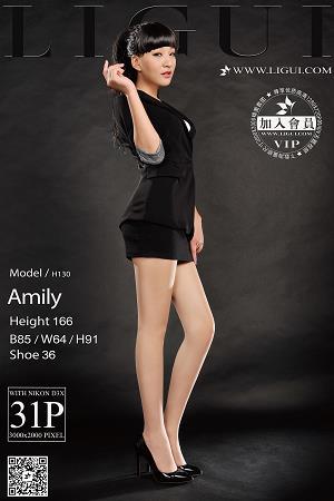 [Ligui丽柜会所]Model Amily 黑色OL文秘制服与肉色丝袜美腿性感写真 2016-12-18