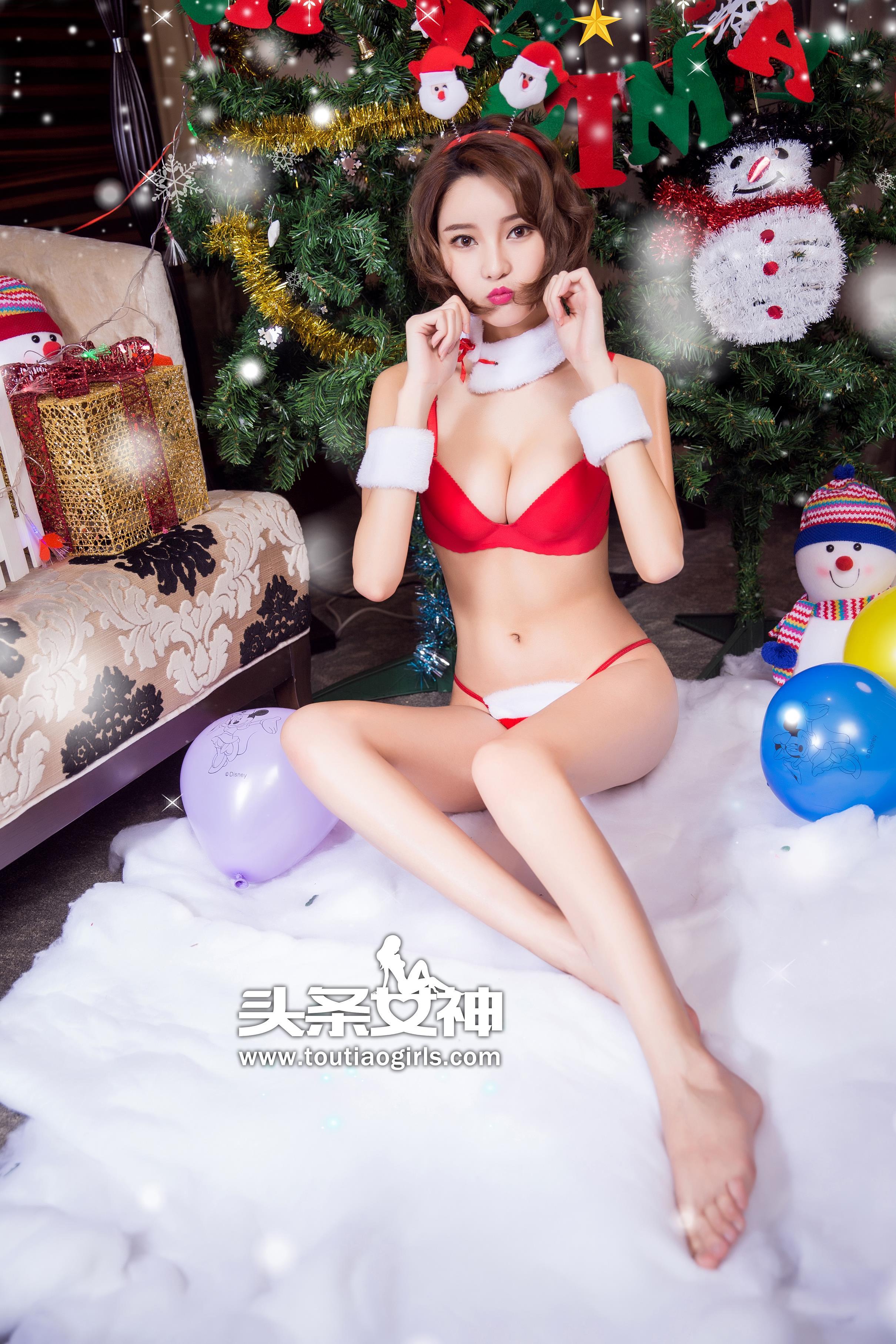 [TouTiao头条女神]红色情趣圣诞女郎制服美女 文雪 大尺度性感写真大片 2016-12-24,