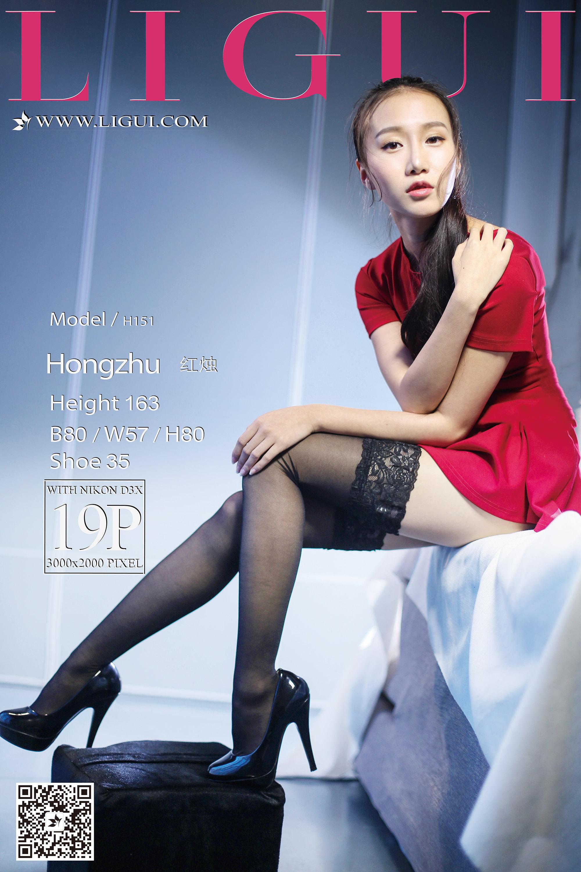 [Ligui丽柜会所]美女Model 红烛 红色连身短裙与黑色丝袜美腿性感私房写真集 2017-04-02,