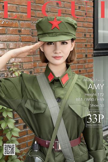 [Ligui丽柜会所]2017-08-01 Model AMY 八一特辑 绿色军装致敬红色娘子军