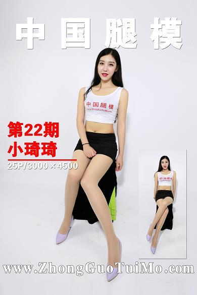 [中国腿模]No.022 小琦琦 白色性感小背心加黑色短裙与肉色丝袜美腿私房写真集