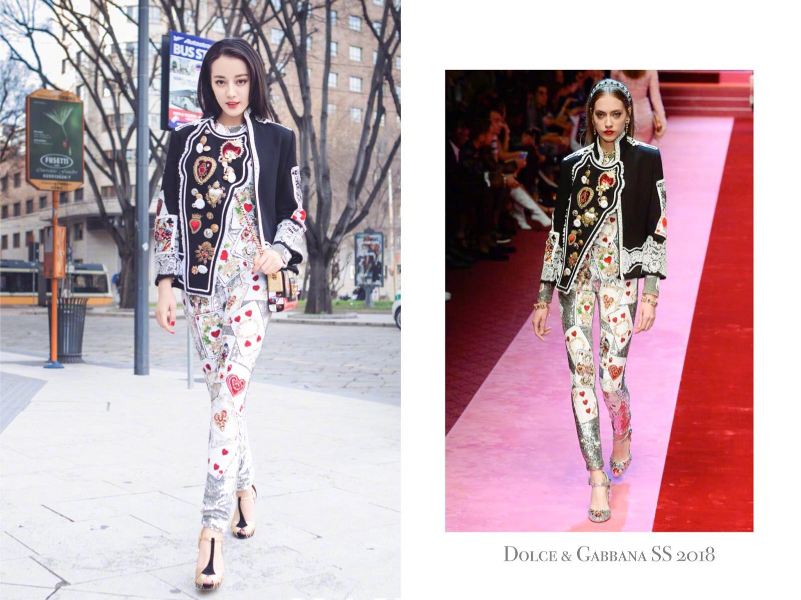 迪丽热巴 米兰街拍 美丽的Dolce&Gabbana大使又上线了,