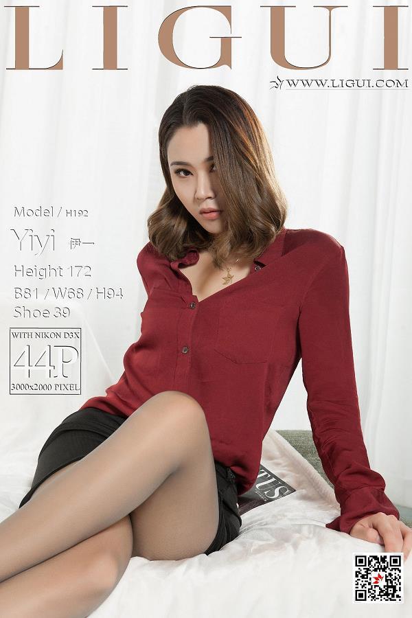 [Ligui丽柜会所]2018-02-11 Model 伊一 红色衬衫与黑色短裙加灰色丝袜美腿玉足性感