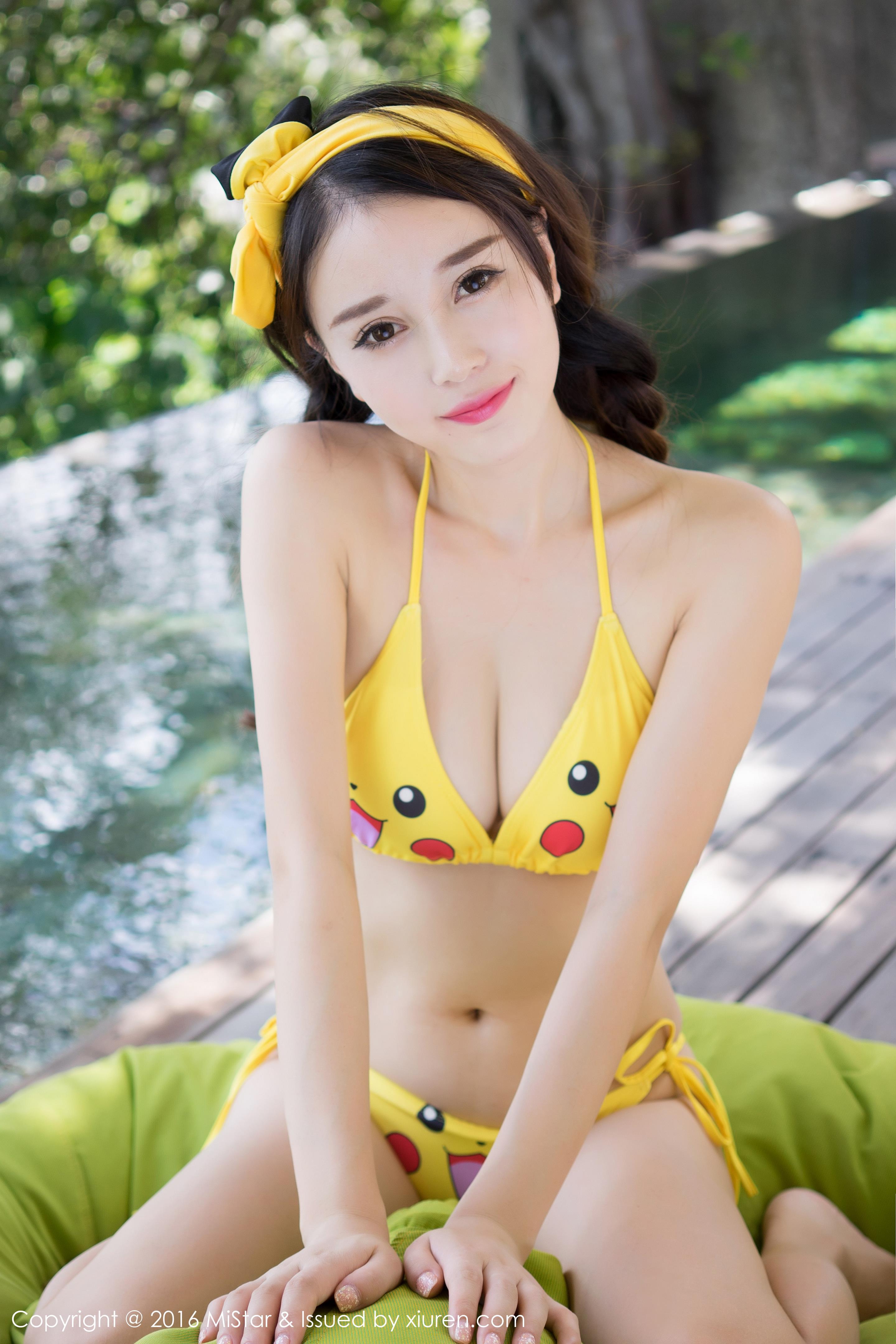 [MiStar魅妍社]MS20160926VOL0120 赵小米Kitty 粉色连衣裙与黄色性感比基尼泳装私房写真集,