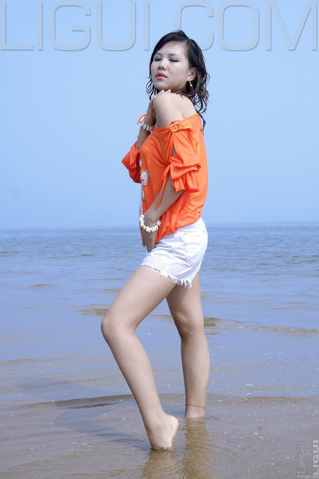 [Ligui丽柜会所]2006-11-24 韩姿 红色上衣加白色短裤沙滩湿身诱惑性感私房写真集,