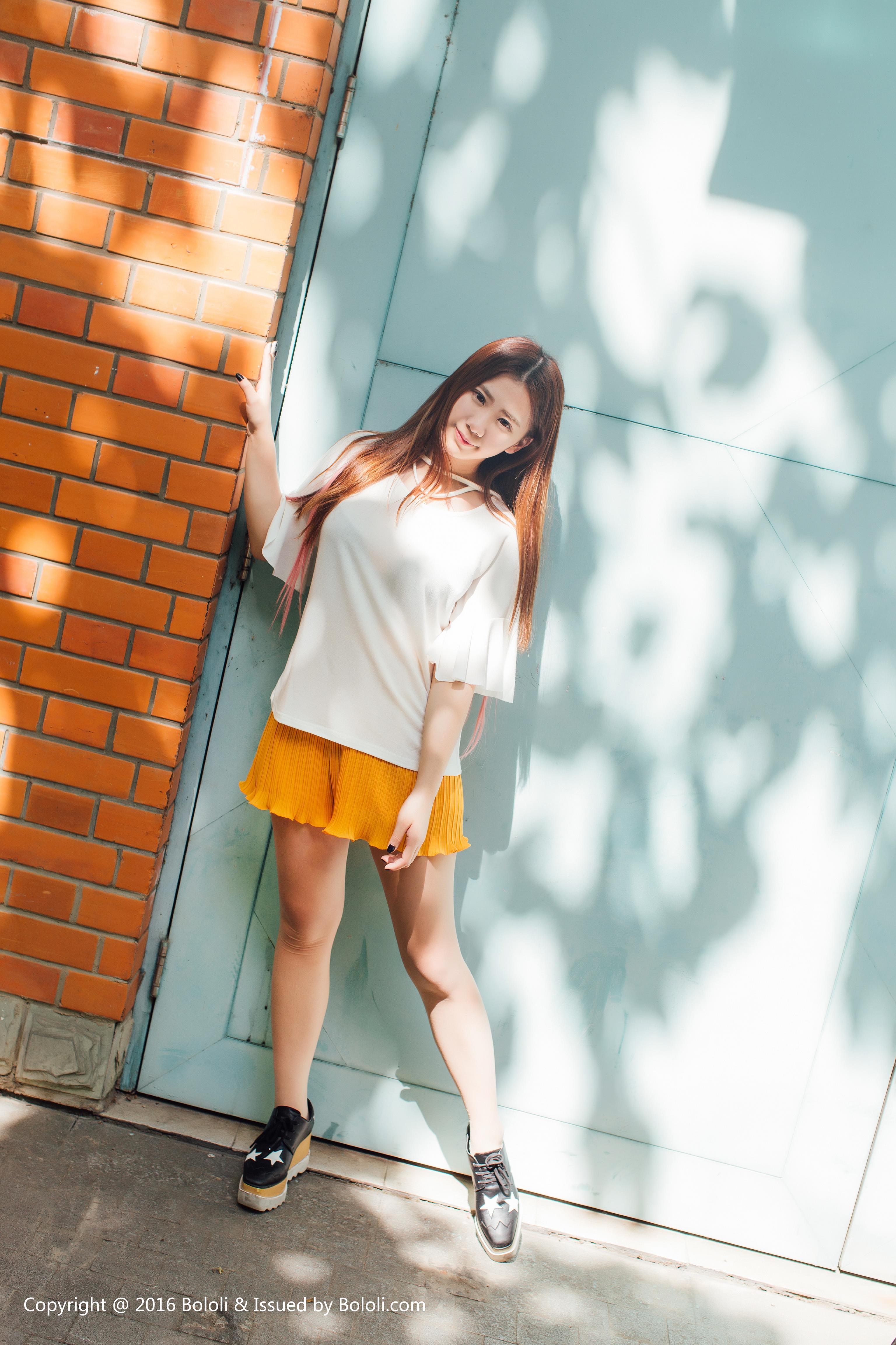 [BoLoli波萝社]BLS20180226VOL0109 清纯可爱小萝莉 董成丽 白色短袖加橙色短裙私房写真集,