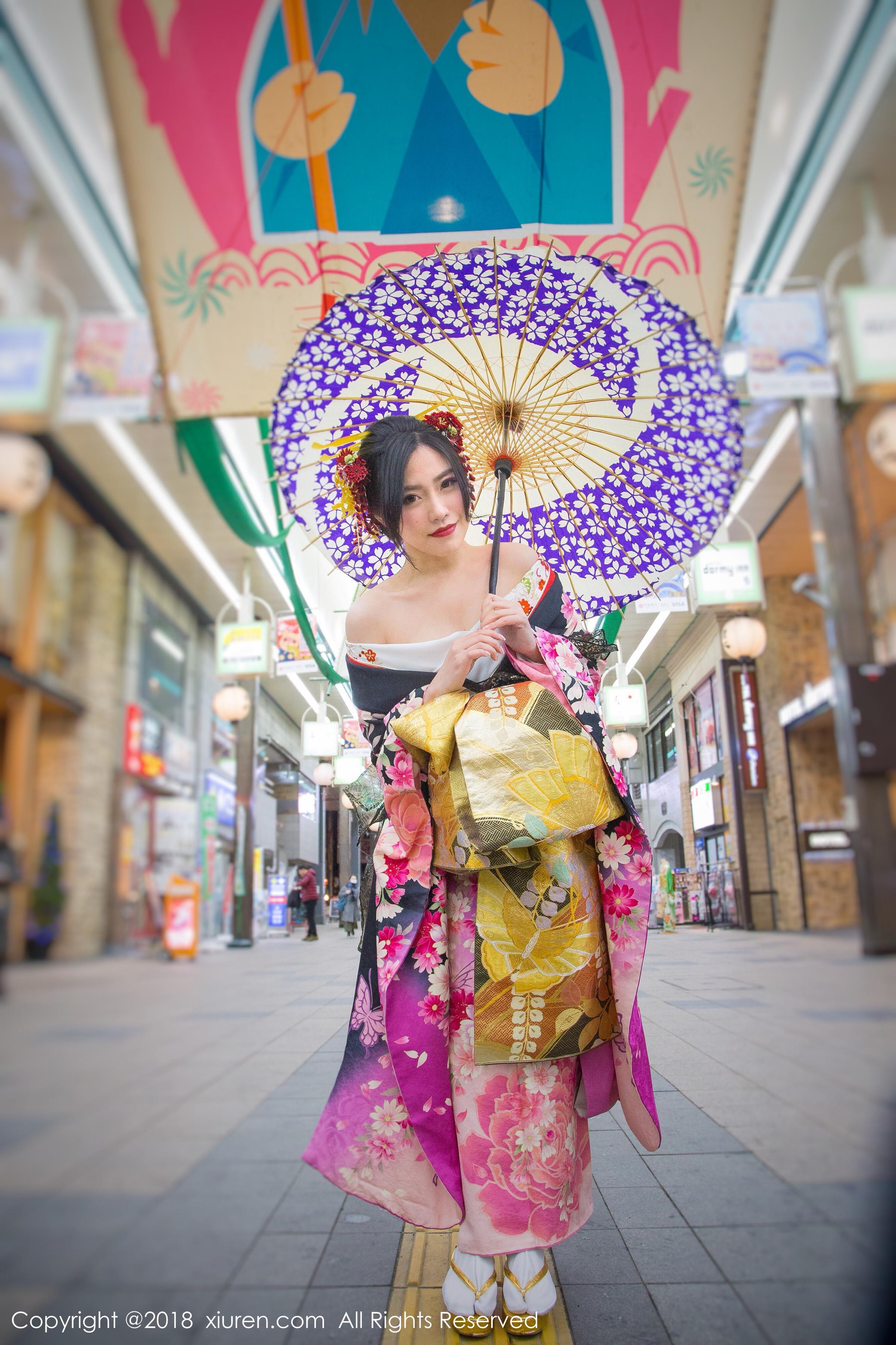 [XIUREN秀人网]XR20180208N00930 许诺Sabrina 性感和服日本街拍写真,