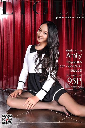[Ligui丽柜会所]2018-07-18 Model Amily 黑白连衣裙加黑色丝袜美腿性感私房写真集