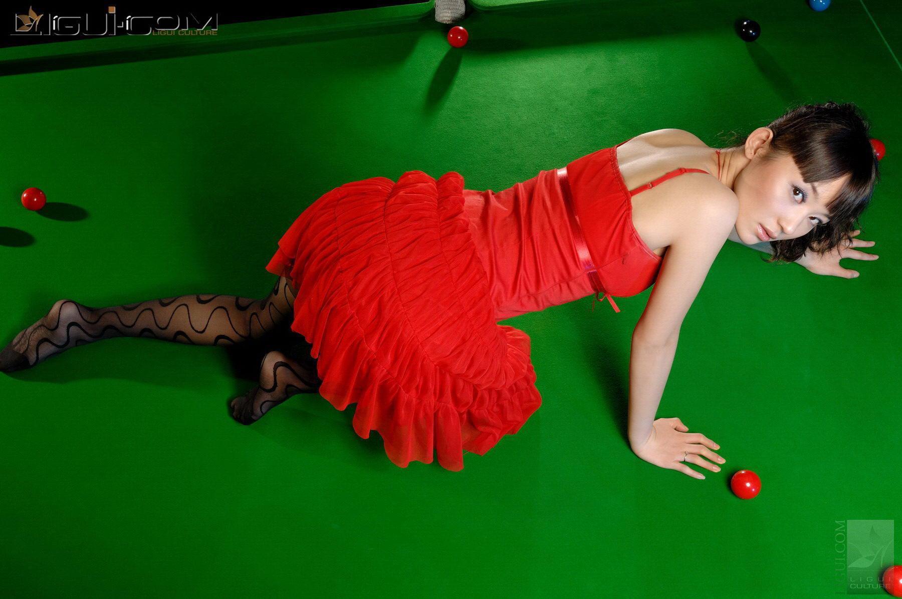 [Ligui丽柜会所]2008-06-15 台球室里的刹人机器 咪惠美 红色吊带连衣裙加黑色丝袜美腿性感私房写真集,