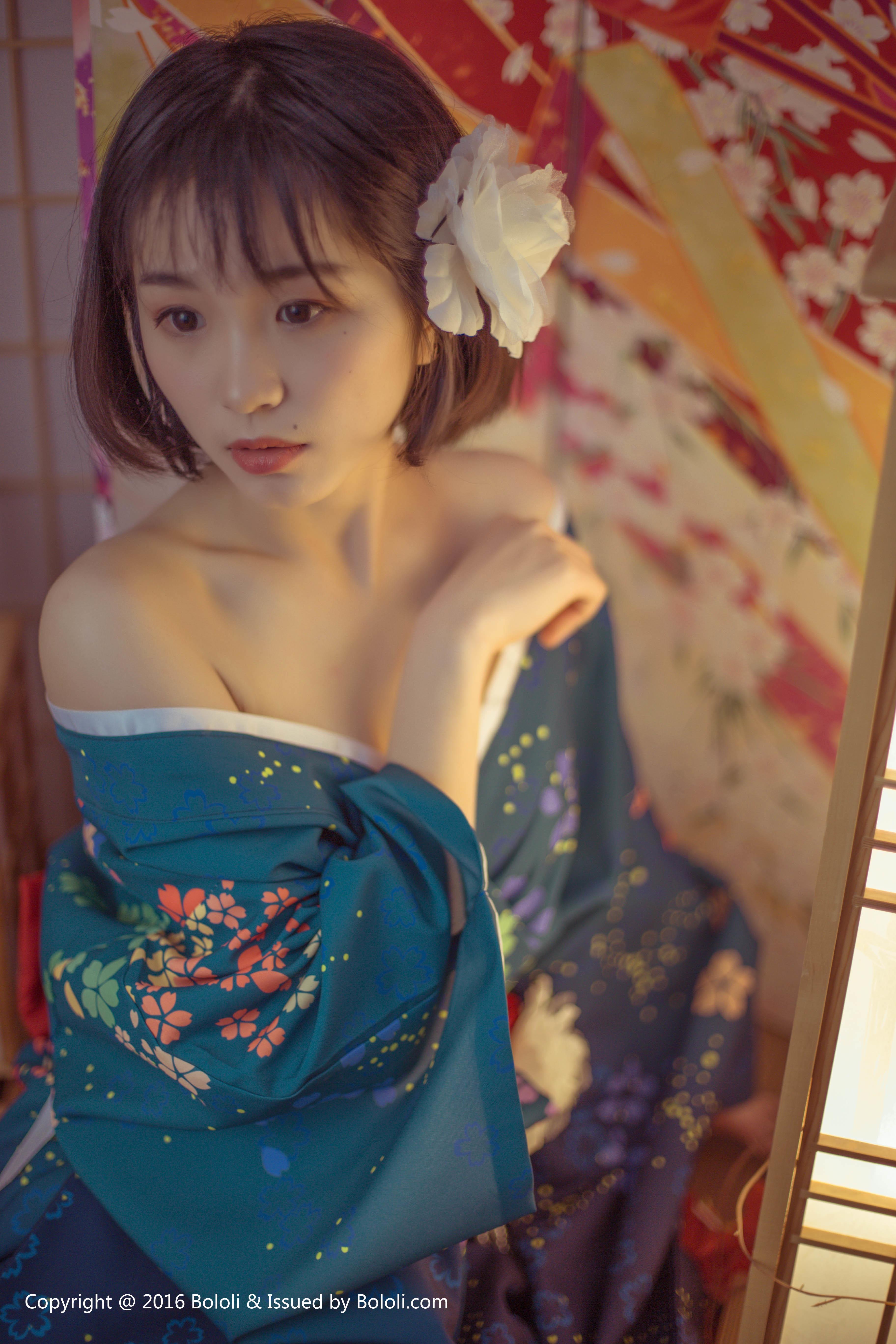 [BoLoli波萝社]BOL132 日系温情 库库 蓝色和服居家性感私房写真集,