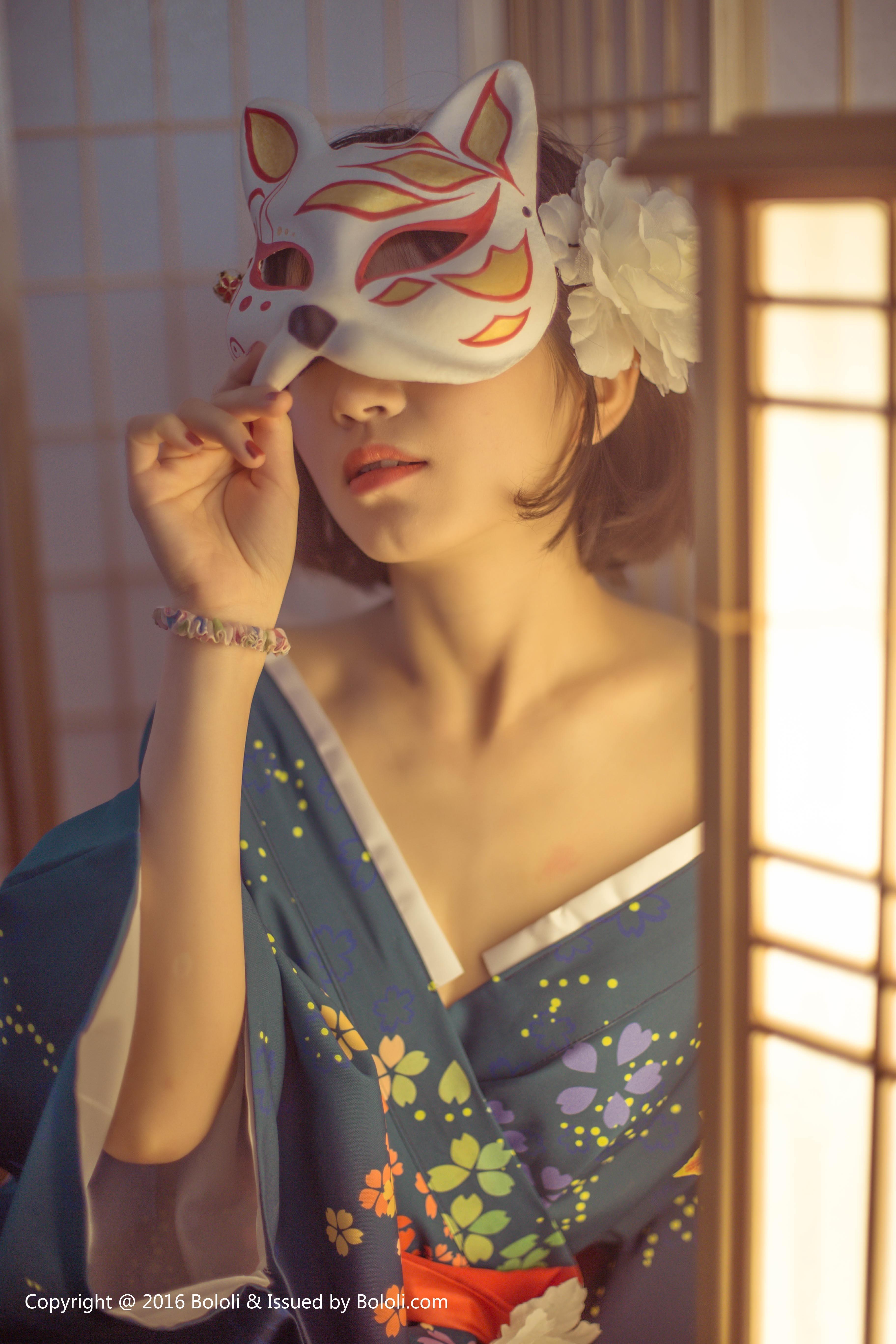 [BoLoli波萝社]BOL132 日系温情 库库 蓝色和服居家性感私房写真集,