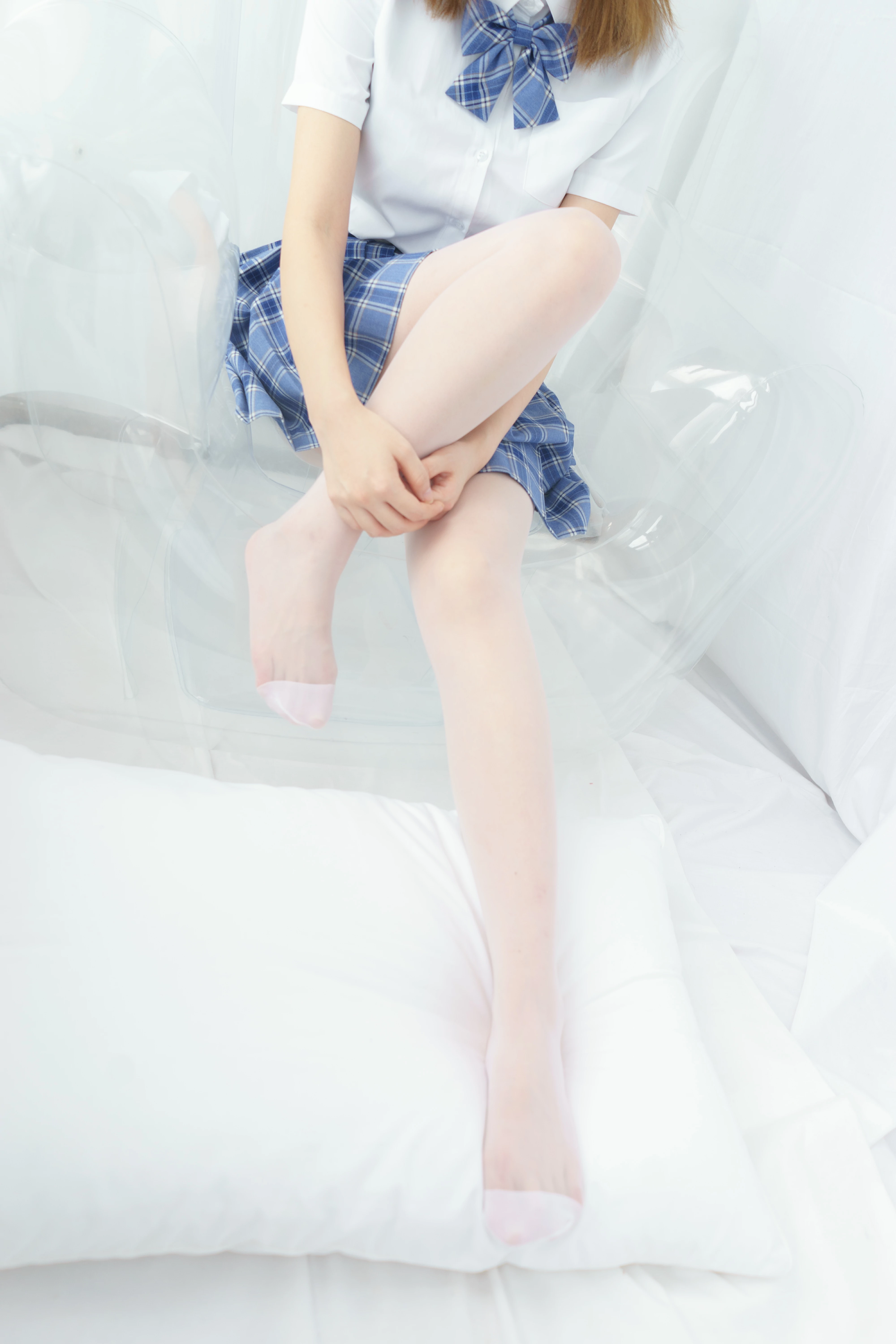[森萝财团]BETA-030 清纯学妹小萝莉 白色短袖衬衫与蓝色短裙加白色丝袜美腿性感私房写真集,