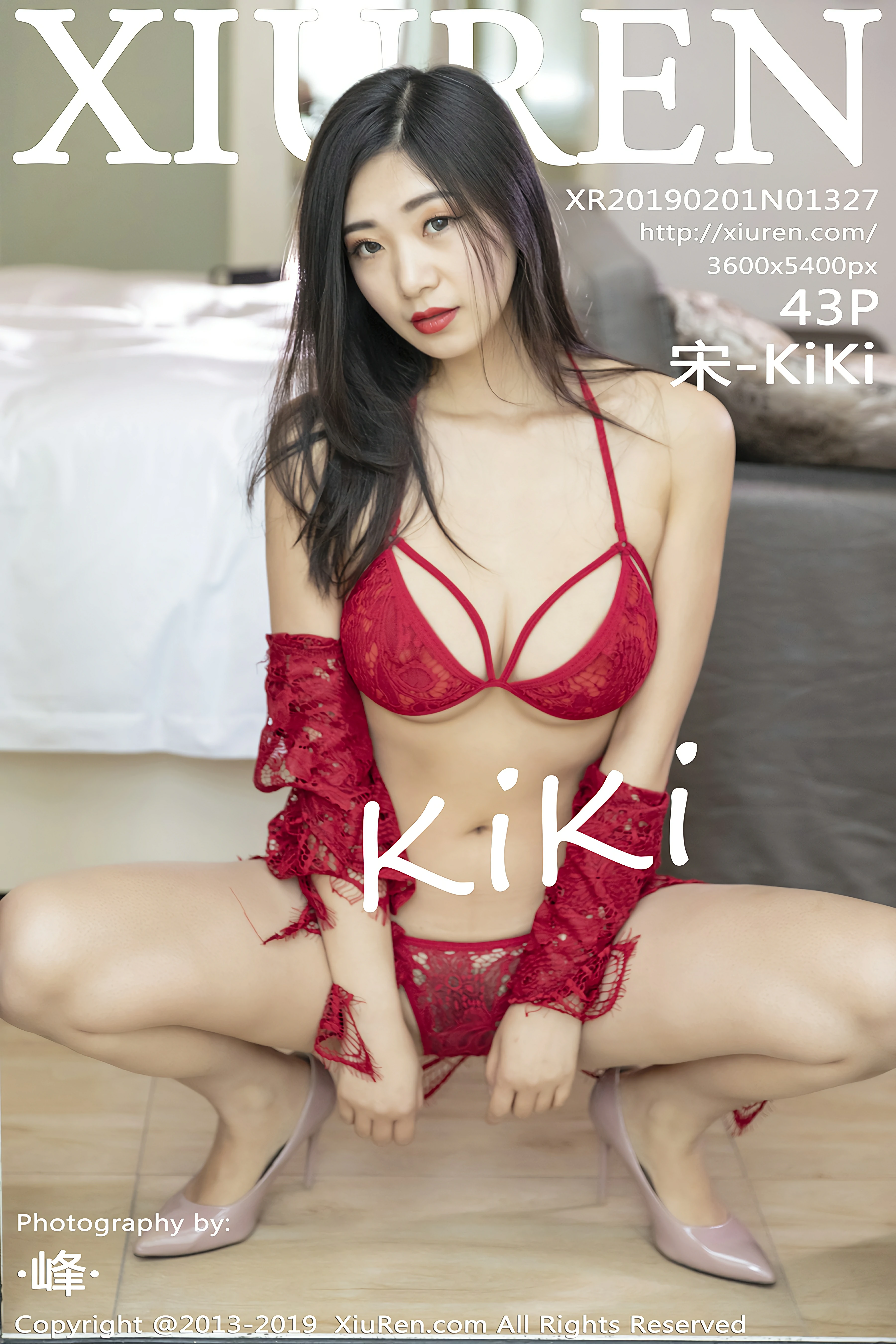[XIUREN秀人网]XR20190201N01327 宋-KiKi 黑色蕾丝内衣与红色镂空睡衣性感私房写真集,