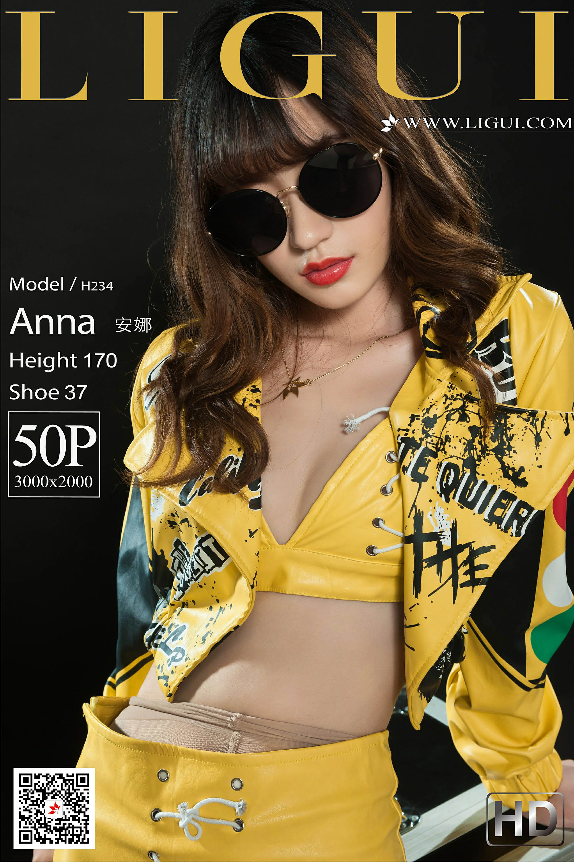 [Ligui丽柜会所]2020-03-05 安娜 黄色外套与内衣加紧身短裤性感私房写真集,