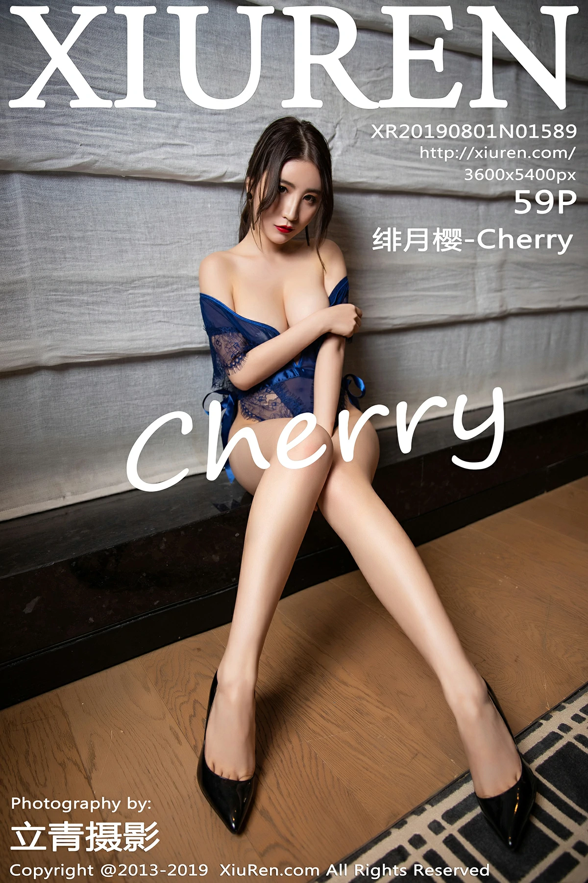 [Xiuren秀人网]XR20190801N01589 绯月樱-Cherry 蓝色镂空睡衣与红色透视情趣内衣性感私房写真集,