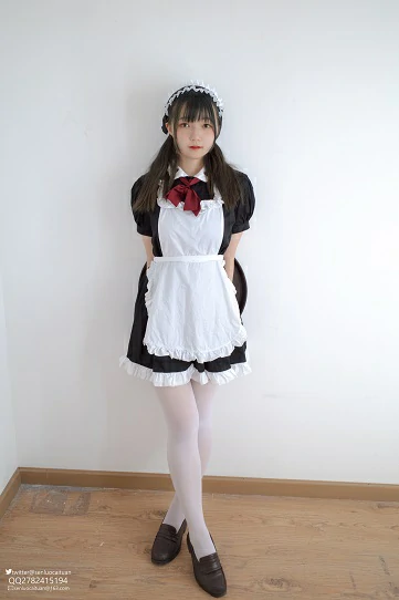 [森萝财团]JKFUN-GG-02 离洛 《新妹子》 黑色性感女仆制服裙加白色丝袜美腿私房