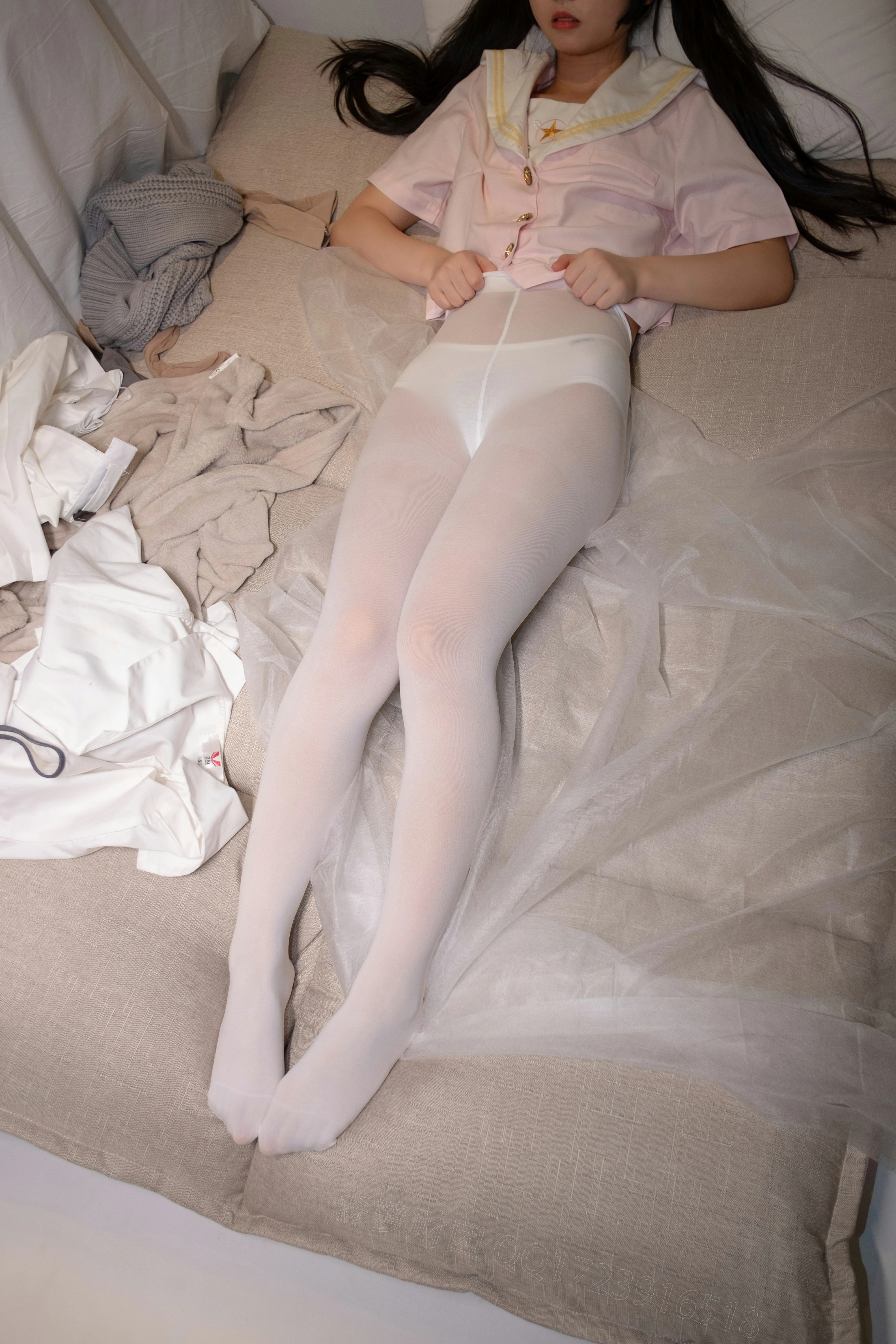 [森萝财团]爱花写真-ALPHA-012 清纯小萝莉 粉色情趣水手制服加白色丝袜美腿性感私房写真集,