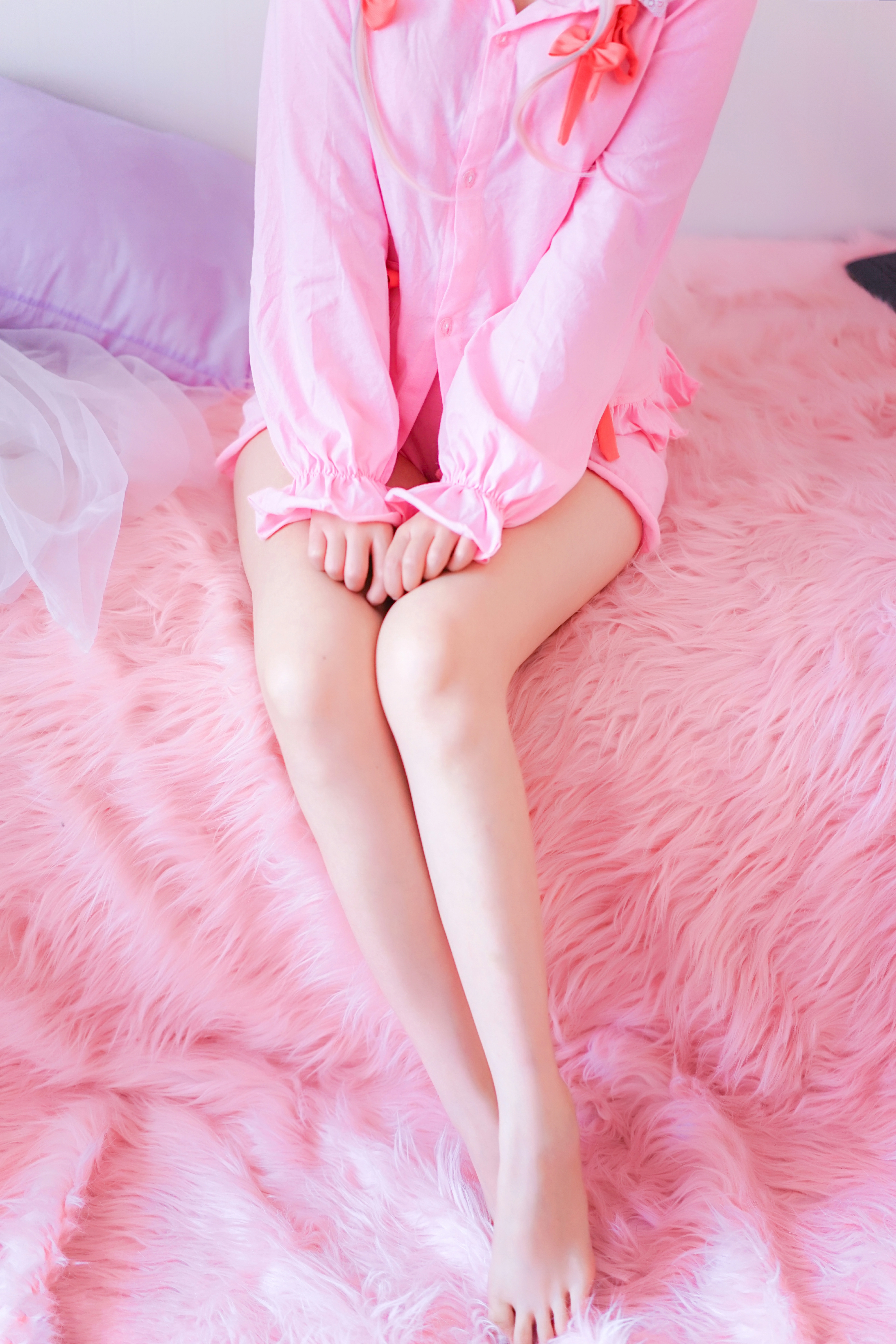 [喵糖映画]NO.048 清纯萝莉 嶋葵 粉色情趣蕾丝衬衫与短裤性感私房写真集,