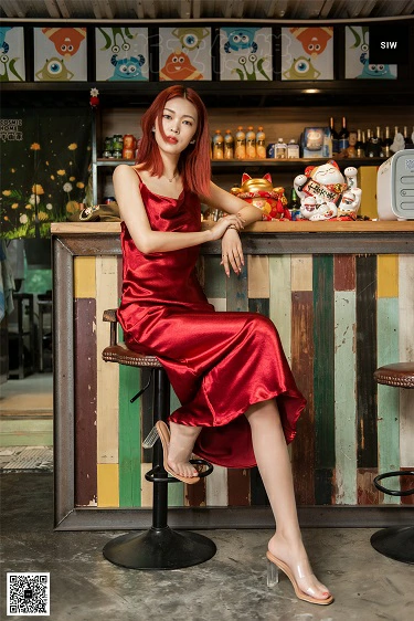 [SIW斯文传媒]VOL.008 烈焰红裙 悦悦 红色吊带连身裙加肉丝美腿性感私房写真集
