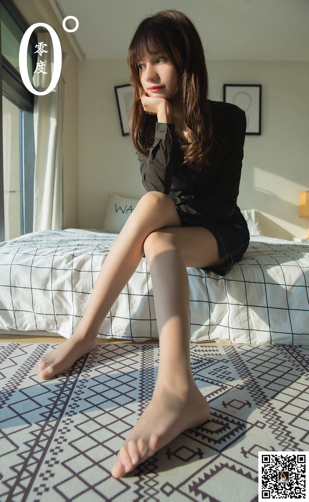 [LD零度摄影]NO.026 模特紫薇 黑色衬衫与牛仔短裙加肉丝美腿性感私房写真集,