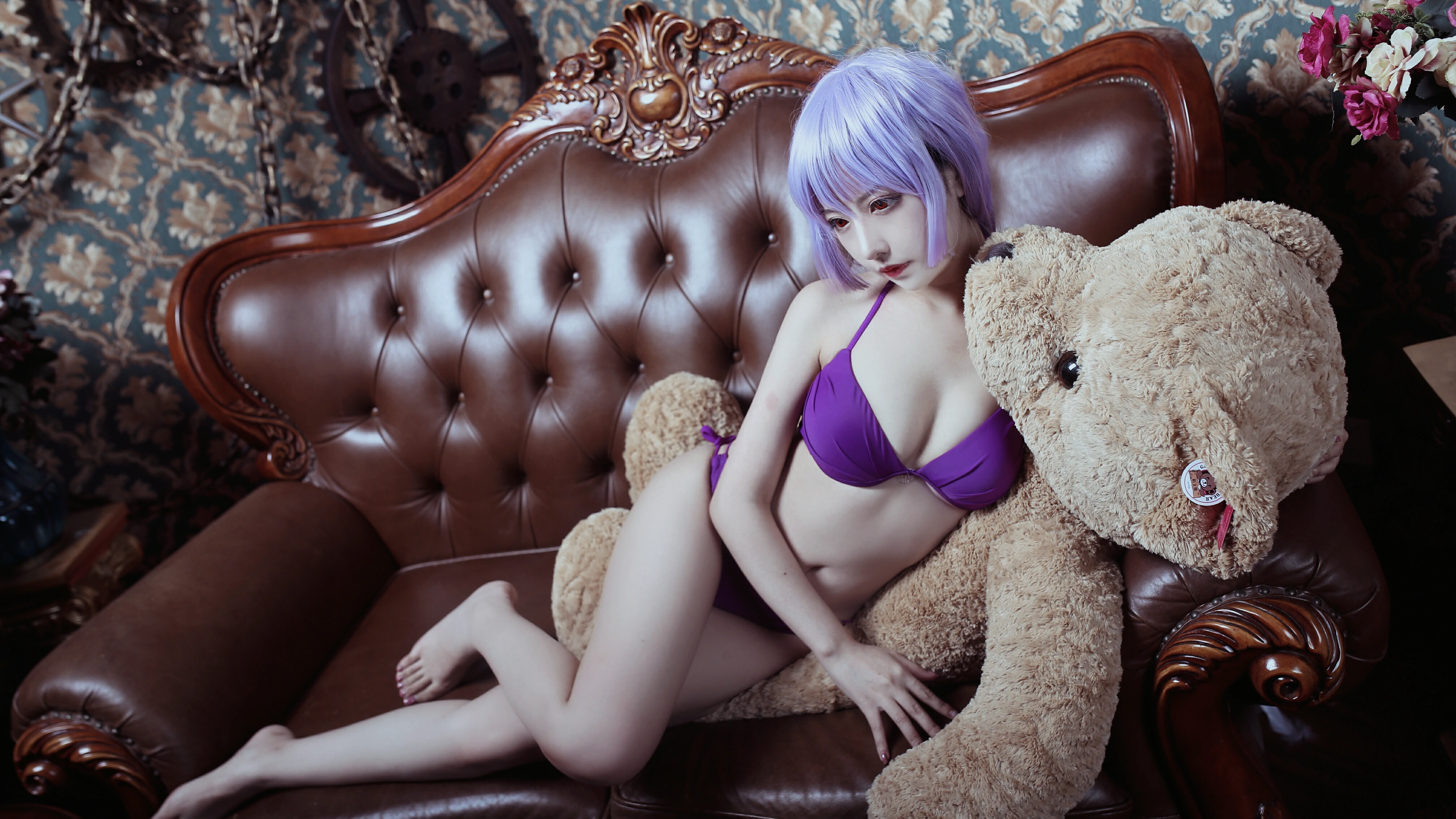 清纯萝莉沙罗 Shika小鹿鹿 紫色情趣比基尼泳装性感私房写真,