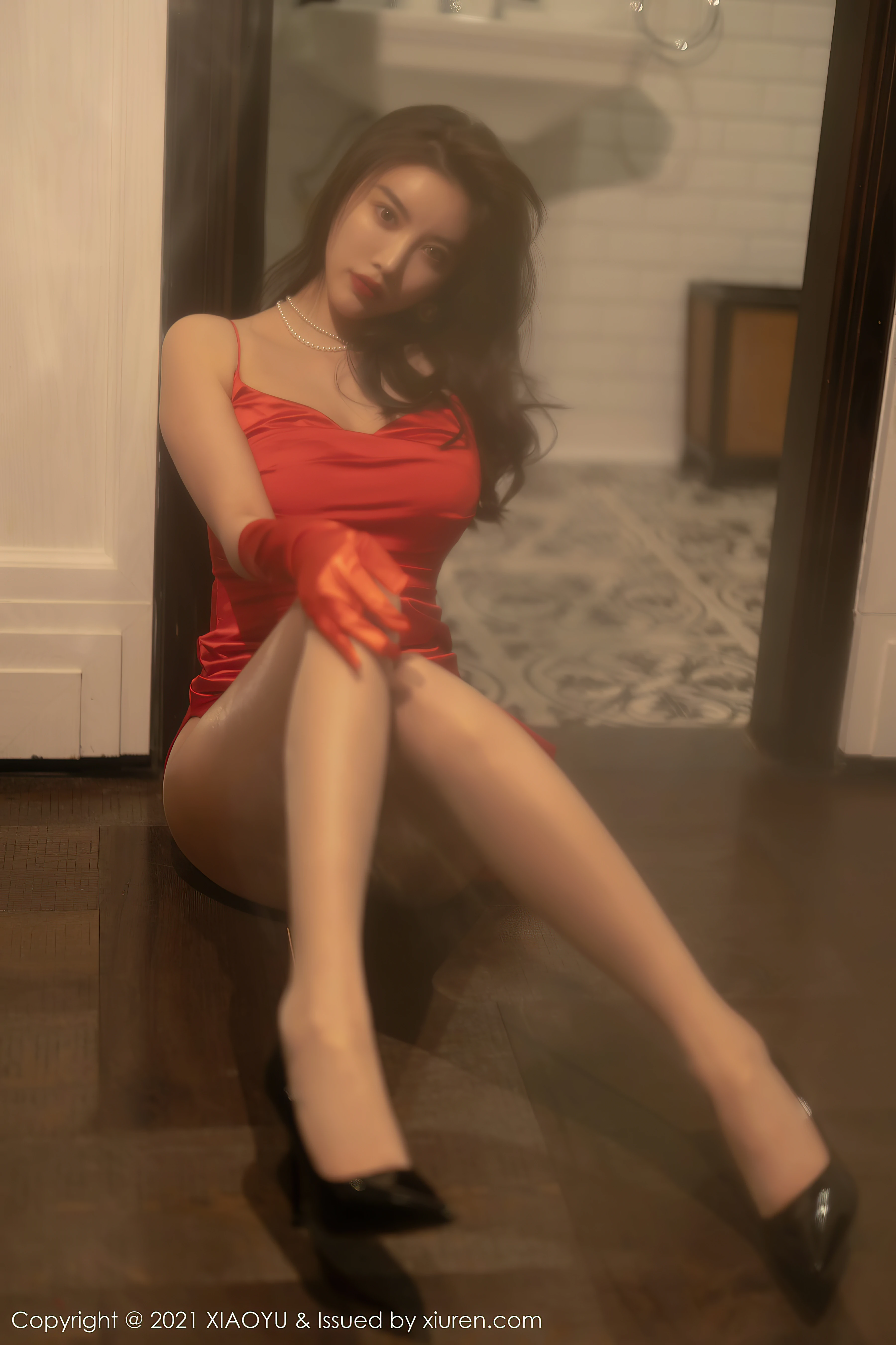 [XIAOYU语画界]YU20210730VOL0582 杨晨晨Yome 红色吊带连衣裙加肉丝美腿性感私房写真集,0016