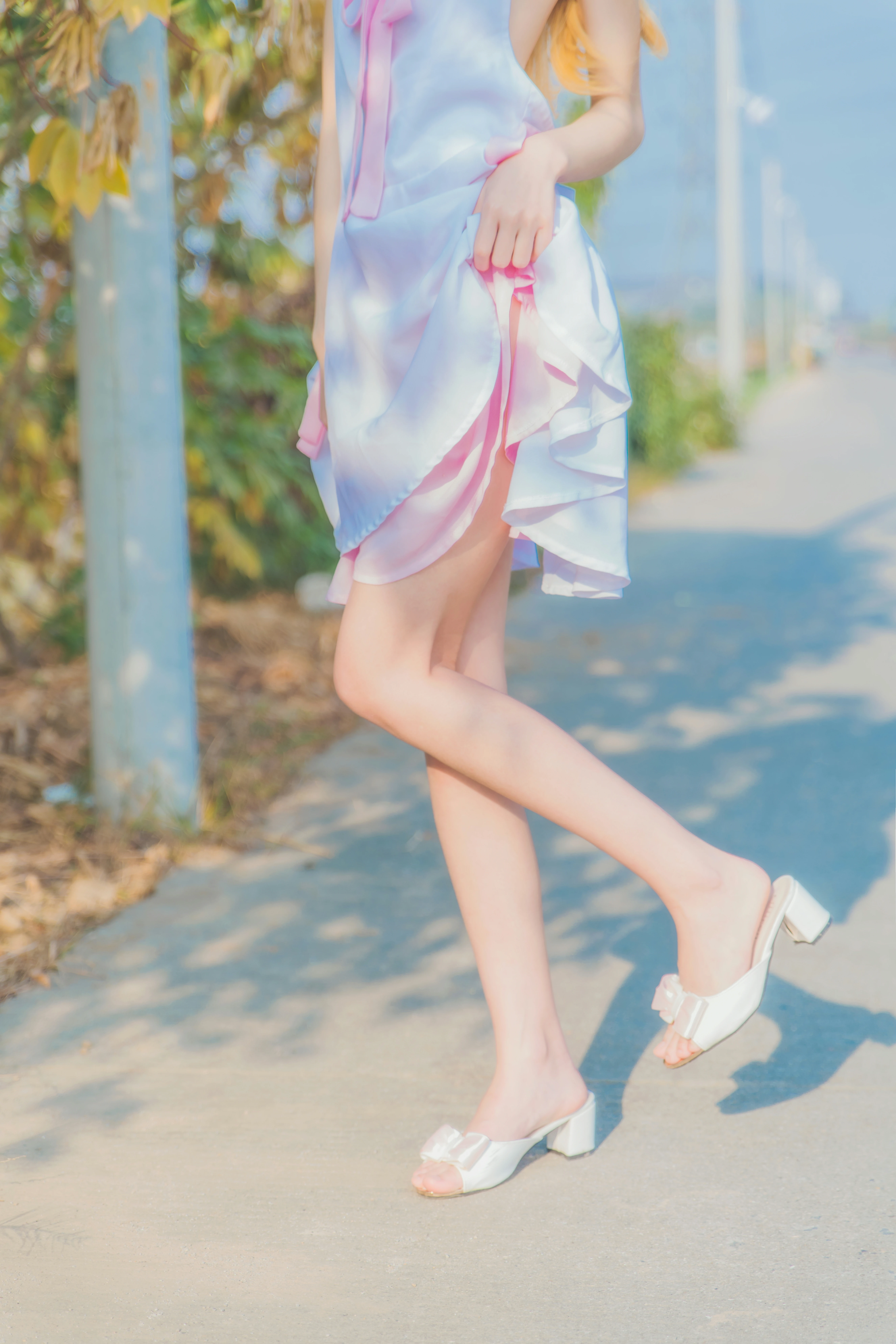 清纯少女 桜桃喵 粉色吊带连衣裙郊区写真,DSC03878