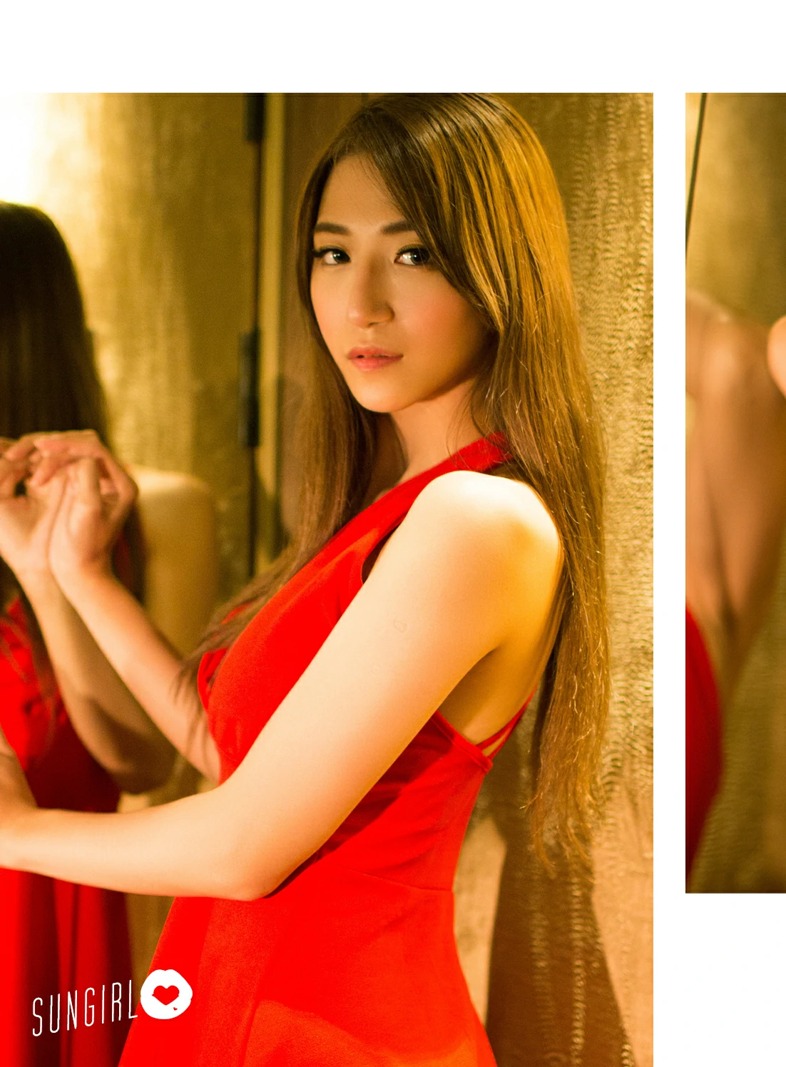 [SUNGIRL阳光宝贝]NO.038 迷濛视界 Yuna 金娜娜 红色吊脖连身礼裙性感写真,0013