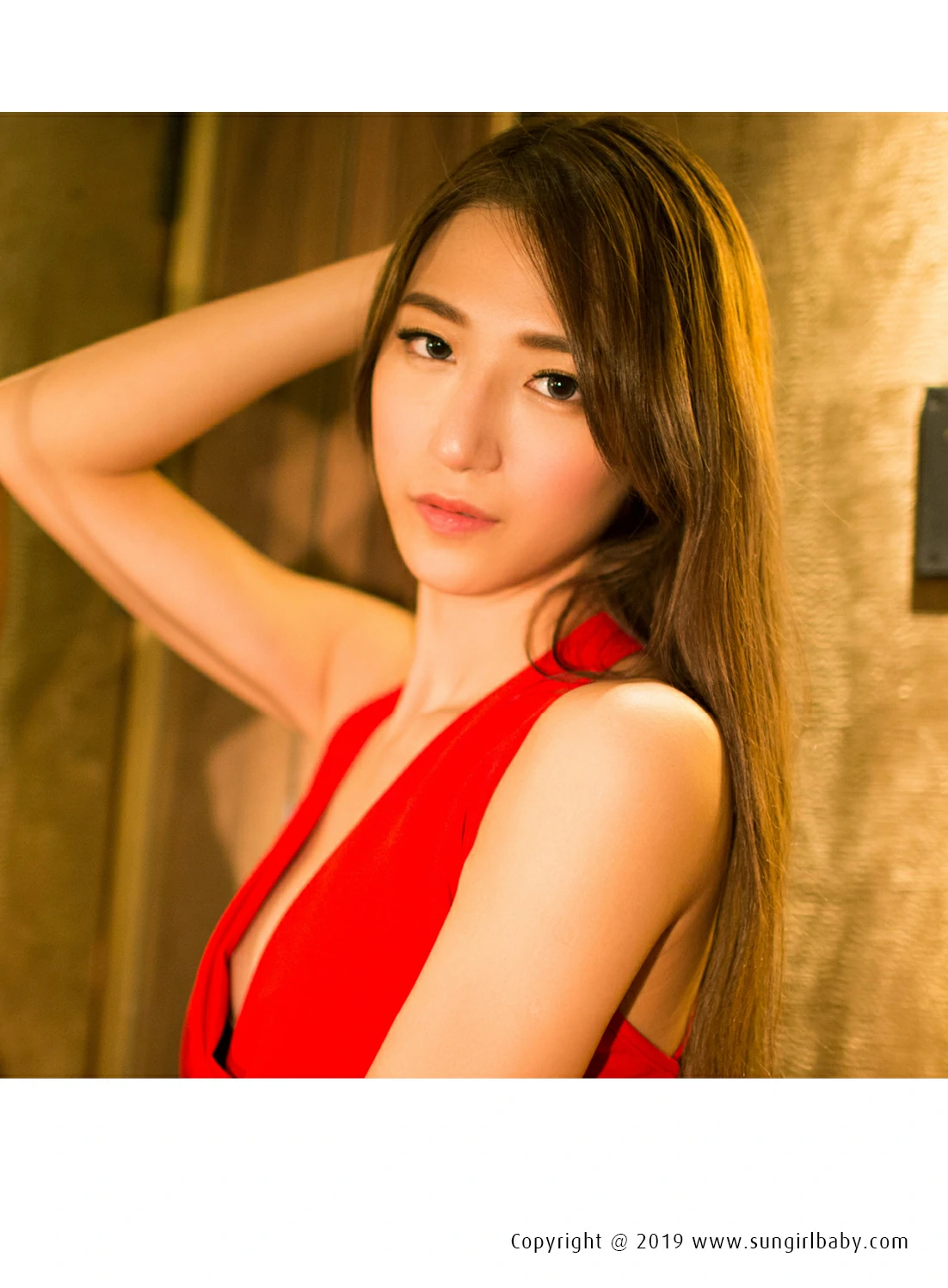 [SUNGIRL阳光宝贝]NO.038 迷濛视界 Yuna 金娜娜 红色吊脖连身礼裙性感写真,0014