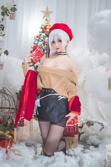 网红性感美女 rioko凉凉子 圣诞贝尔法斯特制服与黑色短裙加黑丝美腿私房写真