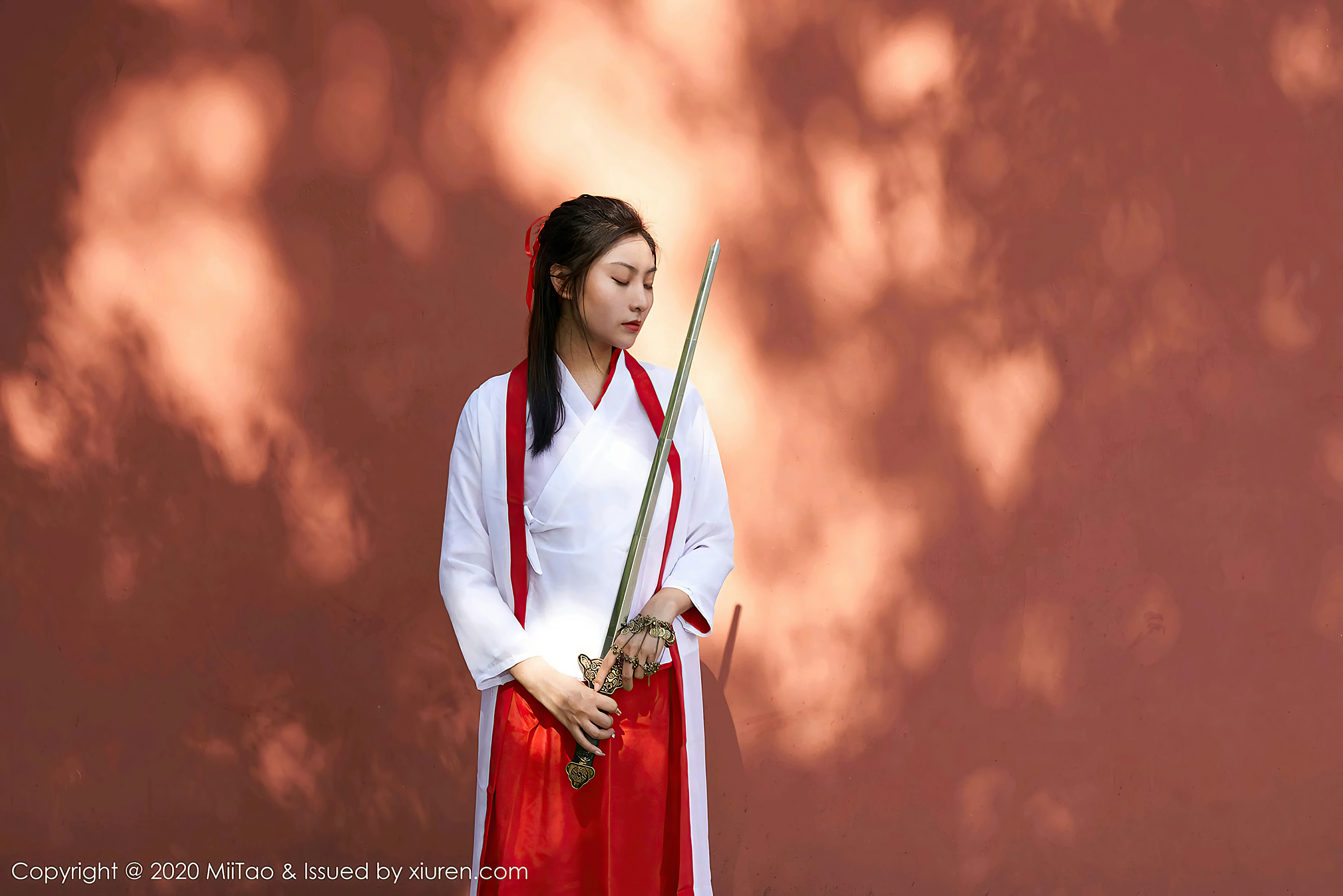 [MiiTao蜜桃社]MT20200902VOL0142 汉服美女 茵茵 白色古装加红色长裙写真,0019