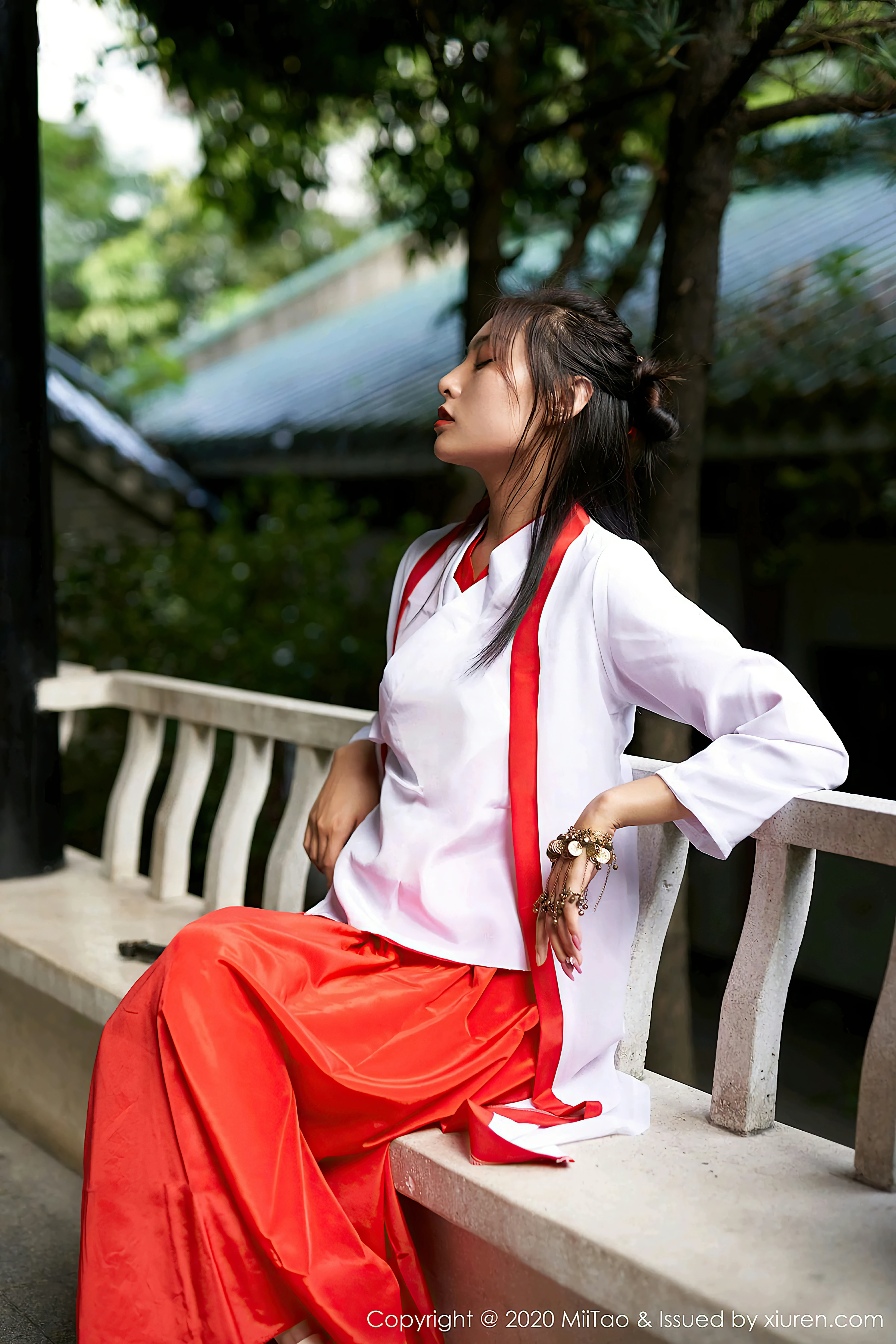 [MiiTao蜜桃社]MT20200902VOL0142 汉服美女 茵茵 白色古装加红色长裙写真,0033