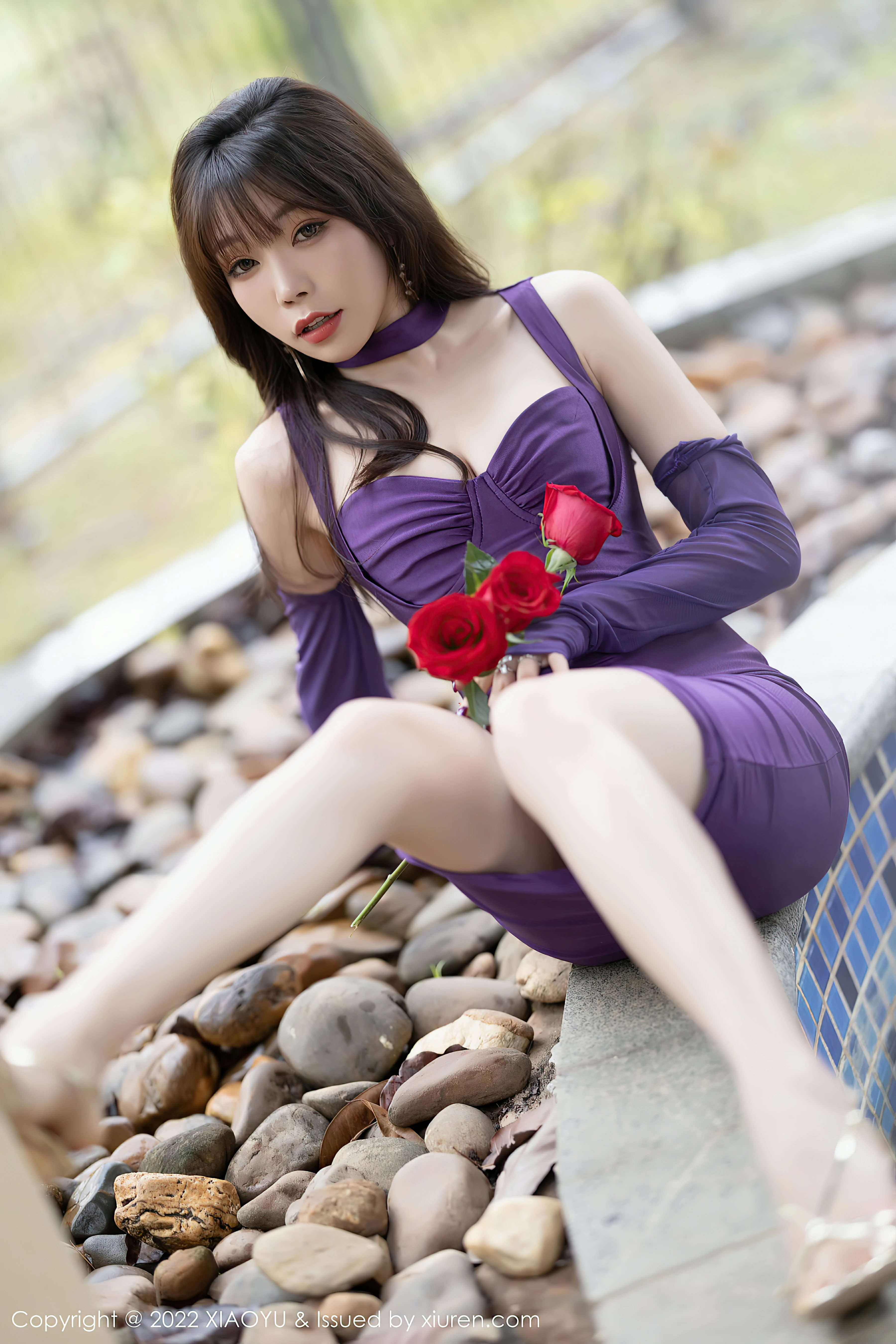 [XIAOYU语画界]YU20220221VOL0720 湿身诱惑 芝芝Booty 紫色紧身连衣裙加肉丝美腿性感写真,0016
