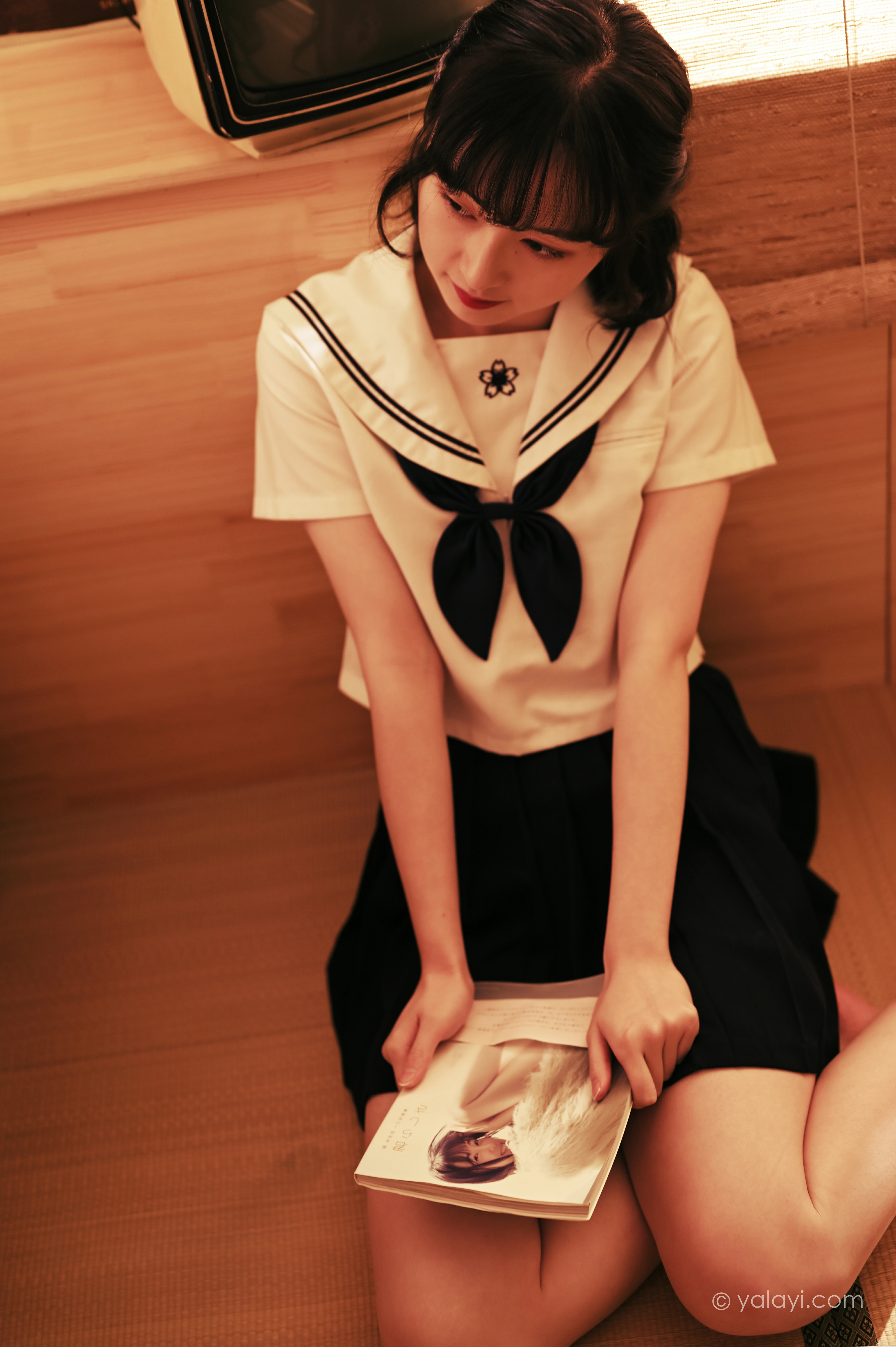 [YALAYI雅拉伊]NO.778 优等生JK 京京 白色水手制服加黑色短裙私房写真集,0027