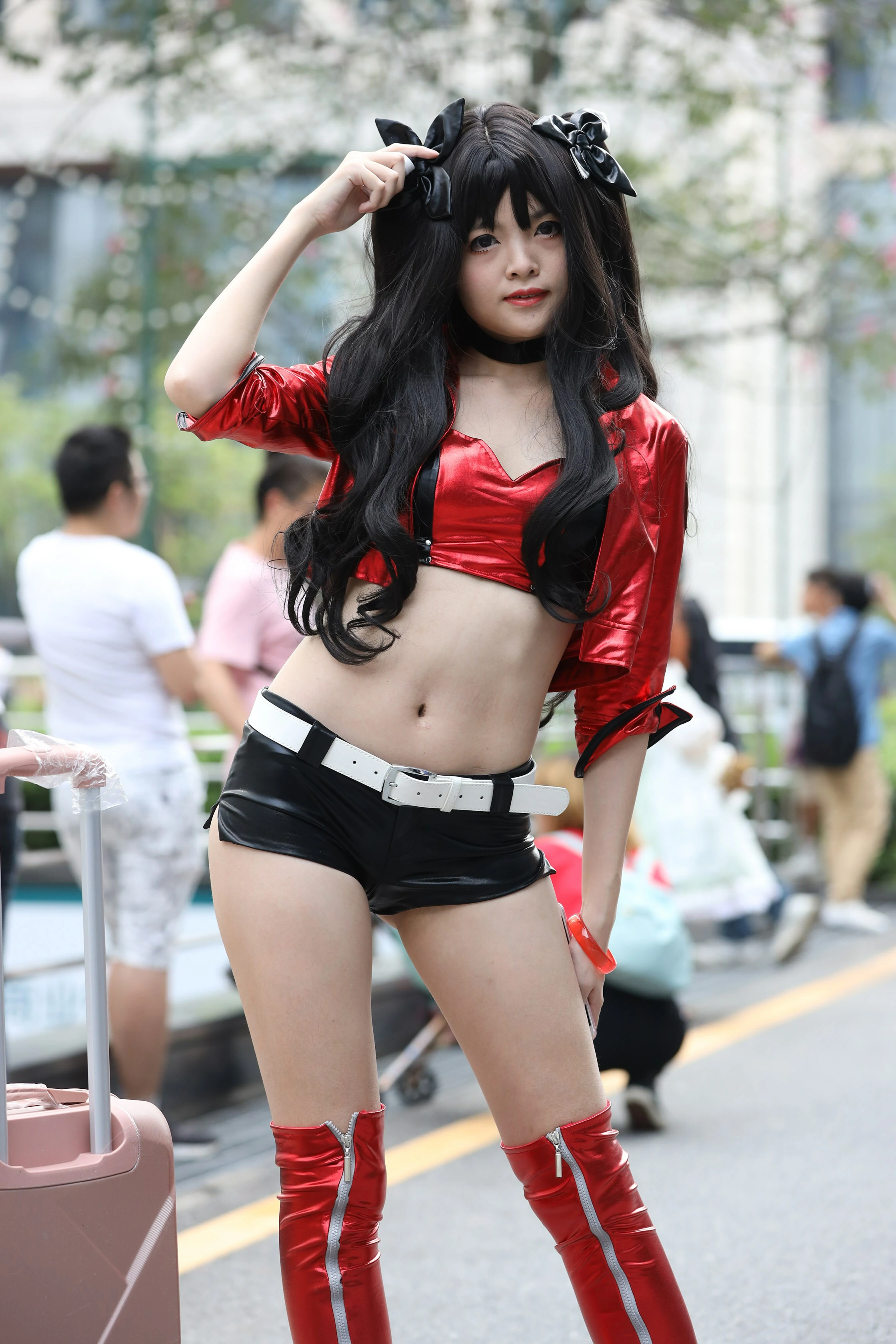 [精选]NO.0006 动漫少女 红色高腰卫衣加黑色超短裤性感写真,1L5A0957