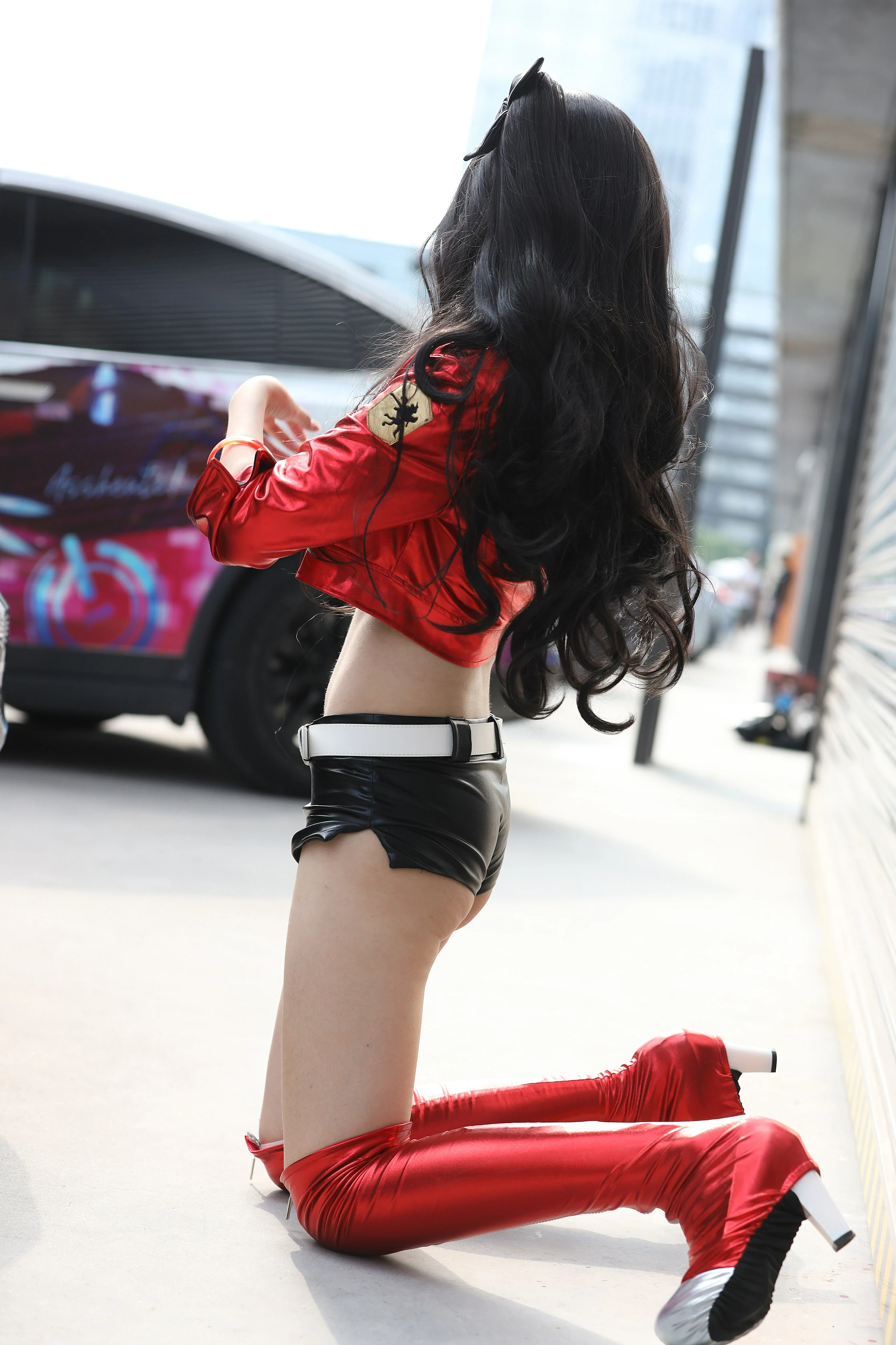[精选]NO.0006 动漫少女 红色高腰卫衣加黑色超短裤性感写真,1L5A1132