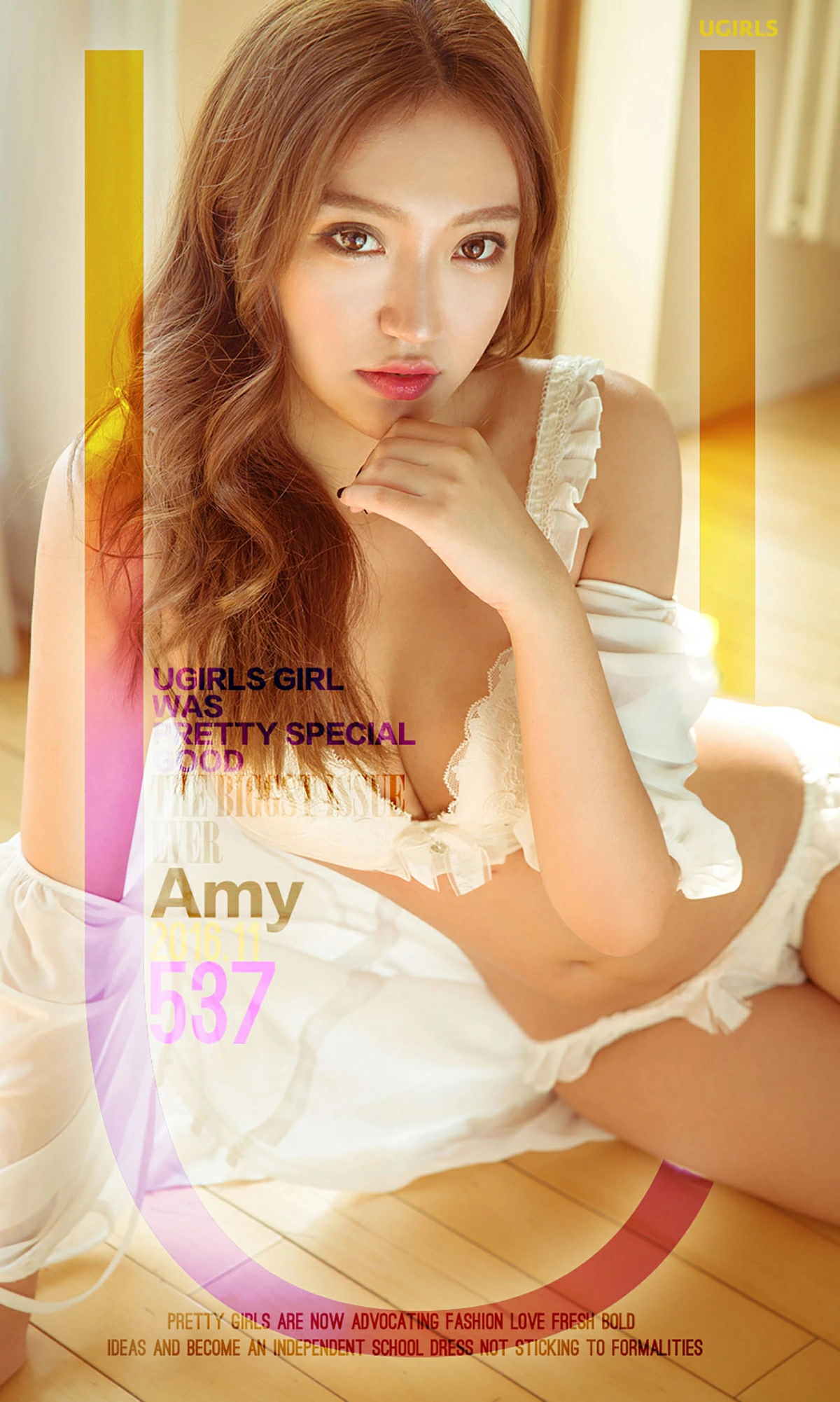 [爱尤物]2016 NO.537 Amy 白色透视睡衣加蕾丝内衣性感写真集,9823