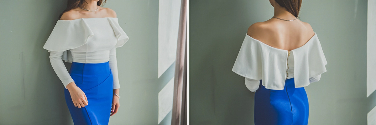 韩国美女模特李妍静 白色礼服与蓝色短裙加黑丝美腿性感写真集,29