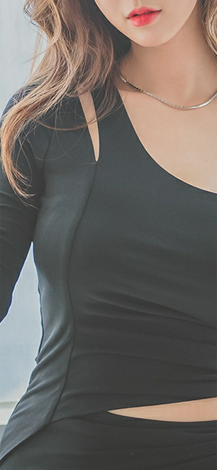 韩国美女模特李妍静 黑色单肩礼服加黑色紧身短裙性感写真集,16