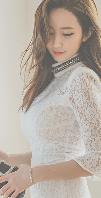 韩国美女模特李妍静 粉色透视连衣裙与白色镂空礼服性感写真集,1 (8)