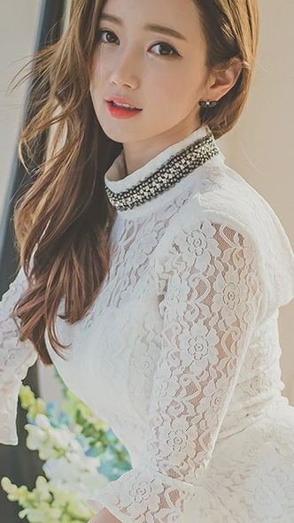韩国美女模特李妍静 粉色透视连衣裙与白色镂空礼服性感写真集,1 (15)
