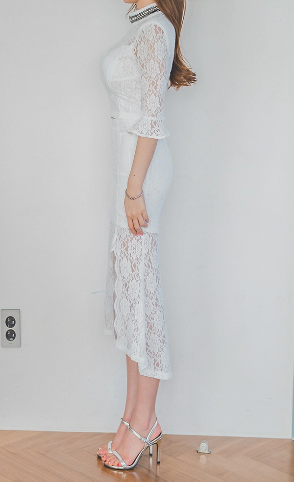 韩国美女模特李妍静 粉色透视连衣裙与白色镂空礼服性感写真集,1 (26)