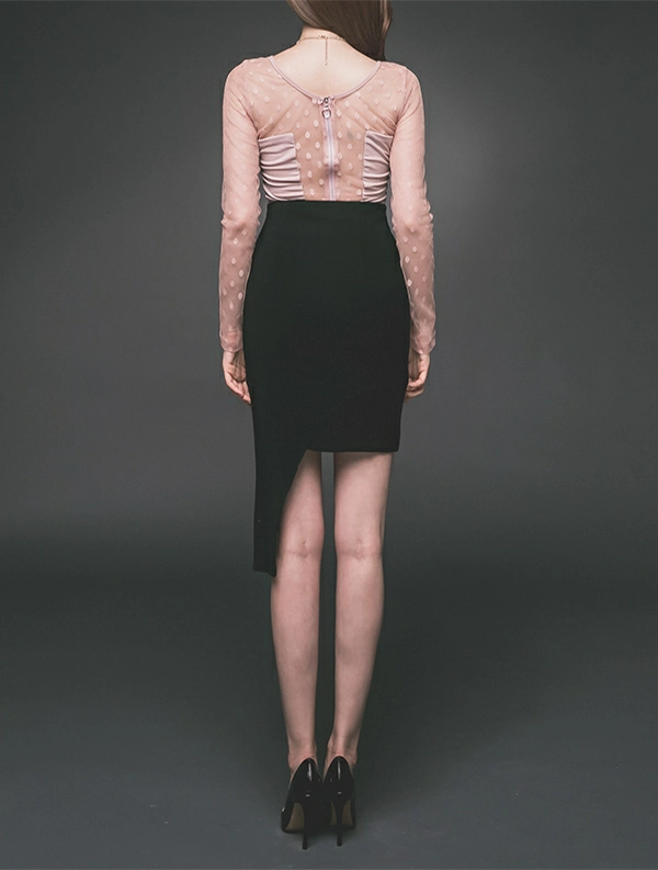 韩国美女模特李妍静 白色裸背连衣裙与粉色衬衫加黑色短裙性感写真集,5 (31)
