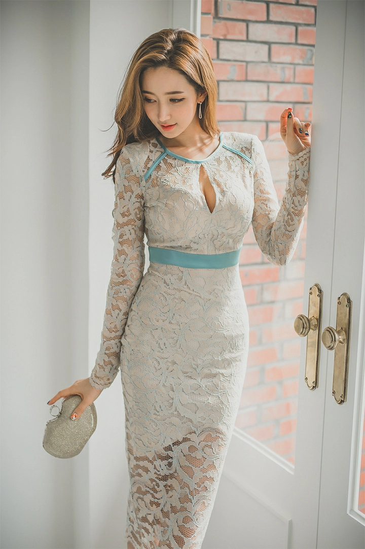 韩国美女模特李妍静 红色吊带连身礼裙与白色镂空裙性感写真集,2 (4)