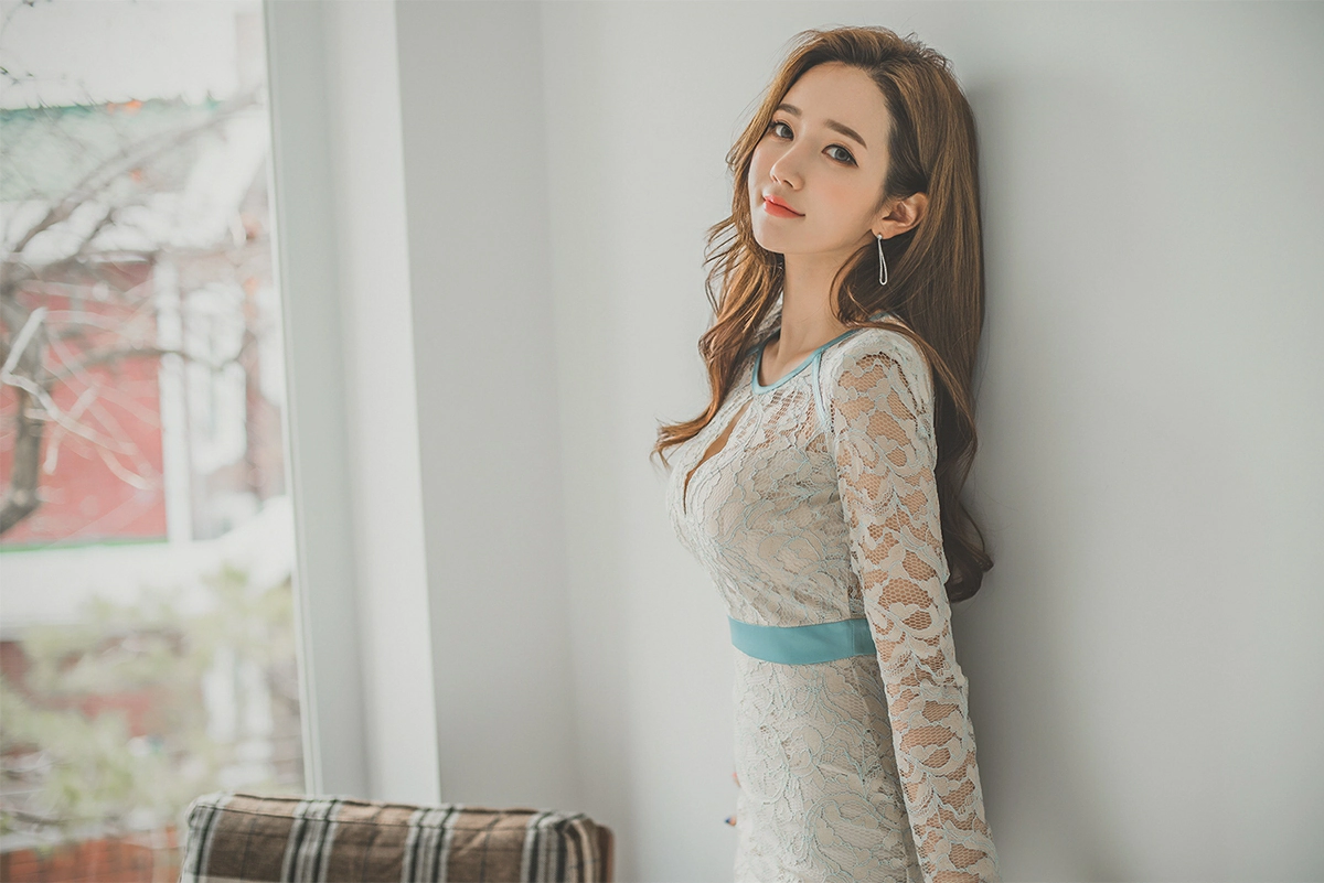韩国美女模特李妍静 红色吊带连身礼裙与白色镂空裙性感写真集,2 (19)