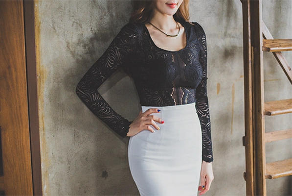 韩国美女模特李妍静 黑色透视OL衬衫加白色短裙与粉色抹胸连衣裙性感写真集,1 (23)
